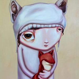 Woodland Fox - A4 Limited Edition signed Pop Surrealism Fine Art Print - by Rachel Favelle