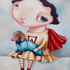 Super Self and Cindy - A3 Limited Edition signed Pop Surrealism Fine Art Print- by Rachel Favelle