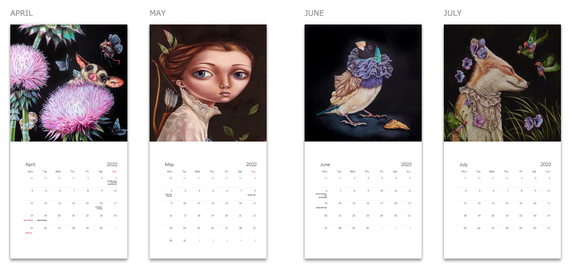 2022 Fantasy Art Calendar by Favelle Etsy