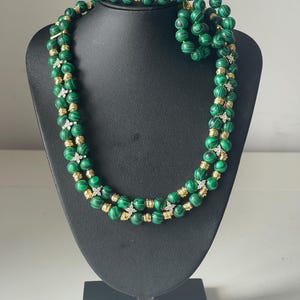 Green Malachite, Malachite Necklace, Bead Necklace, Green Gemstone Necklace, Malachite Jewelry, Seed Bead Necklace, Bead Necklace Gift