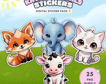 Adesivi digitali Kawaii Chibi Animal e file SVG per Cricut, stampa e taglio per GoodNotes Planner