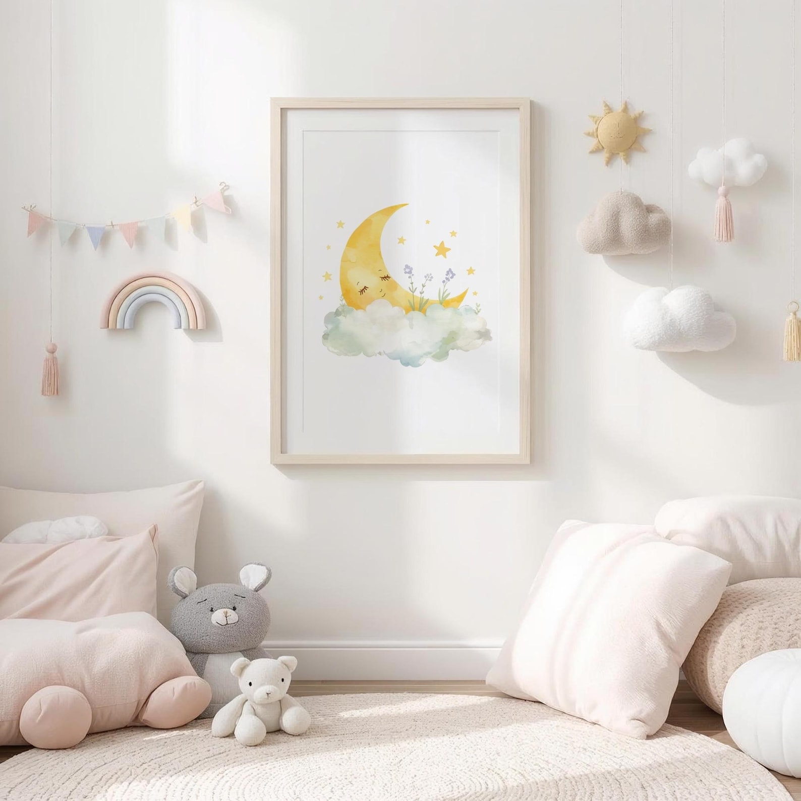 Watercolor Boho Rainbow Clipart and Sun PNG for Nursery Decor and Baby ...