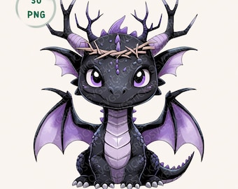 Pacchetto di clipart di draghi gotici pastello, 30 cuccioli di drago spaventosi in formato PNG, uso commerciale kawaii horror