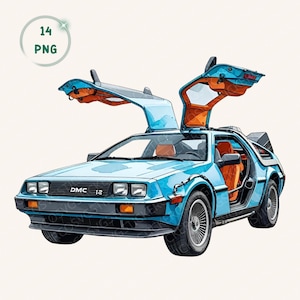 80s & 90s Retro Car Clipart, 14 Classic Automotive PNG Graphics for T-Shirts and Designs