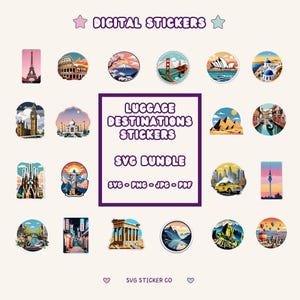 Vintage Reise Sticker, 20 PNG PNG Etiketten für Scrapbooking & Journals