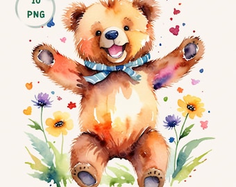 Akwarelowy Miś Clipart PNG na Baby Shower i Sublimację We Can Bearly Wait