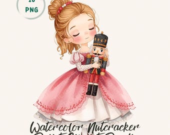 Watercolor Nutcracker Ballet Clipart Bundle, 16 Clara, Sugar Plum Fairy, Nutcracker & Mouse King PNG Designs