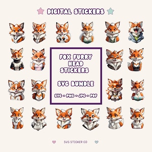 Fox Furry Stickers Pack, 20 schattige Red Fox-stickers, digitale hondenstickers, Fursona-stickers, Fox Art, Fox-sticker, harige fandom, harige geschenken