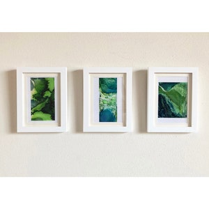 Juego de 3 impresiones, juego de arte de pared de 4 x 6, acuarela pequeña abstracta, arte de pared moderno, arte de pared de oficina, juego de impresiones de arte pequeñas - Conjunto verde