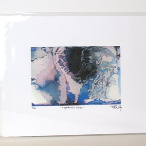 Blue pink abstract watercolor, small wall art print, Hyperborean Crater image 2