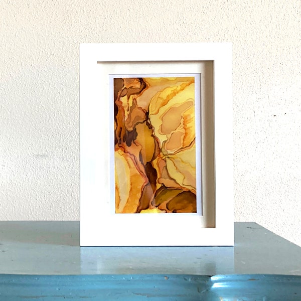 Mini-print, Venus Canyon 2, 4 x 6 wall art, small watercolor, abstract wall art, small modern prints, office wall art, postcard size art