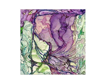 Small Watercolor Print Small Green Purple Art Mixed Media - Etsy