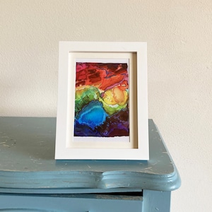 Mini-Print, Rainbow Territories 3, klein, Aquarell, abstrakte Kunst, 4 x 6 Wandkunst, kleine moderne Drucke, Gay Pride Monat Kunst