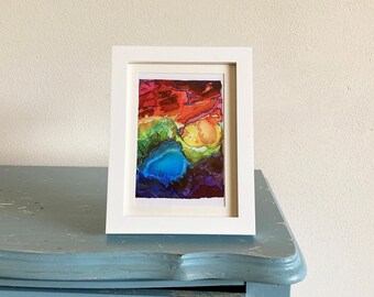 Mini-print, Rainbow Territories 3, small watercolor abstract art print, 4 x 6 wall art, small modern prints, gay pride month art