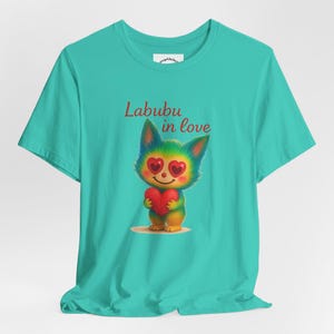 Labubu in Love T-Shirt: Rainbow Furry Creature, Valentine Gift