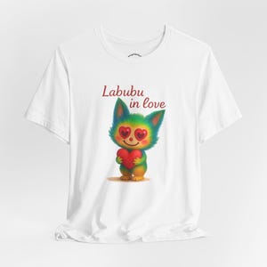 Labubu in Love T-Shirt: Rainbow Furry Creature, Valentine&#39;s Gift