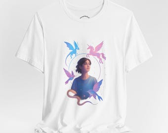Fantasy Art T-Shirt • Pegasus, Dragon Girl Design