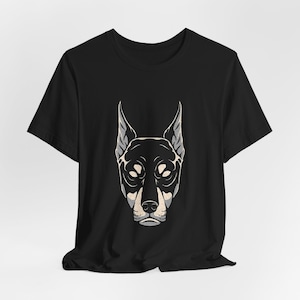 Doberman Head T-Shirt – Bold Dog Graphic Tee, Wild Animal Heads Series, Black Unisex Shirt, Loyalty and Strength Style