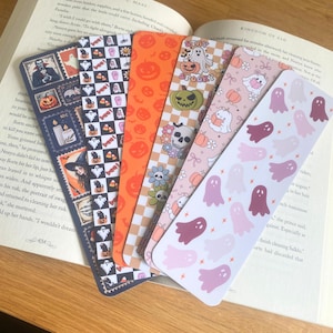 Halloween Bookmark Set – Fall Bookmarks, Cute Spooky Ghosts, Pumpkins, Pastel Halloween Bookmarks for Readers, Bookish Gift