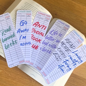 Retro Library Card Bookmark Set – Bookish Quote Bookmarks, Retro Bookmarks for Readers & Book Lovers
