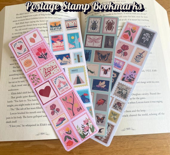 Vintage Postage Stamp Bookmarks - Vintage Bookmarks, Travel Bookmarks, Cute Aesthetic Gift