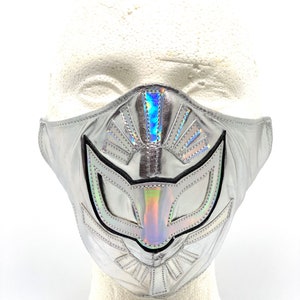 Hecho a mano Lucha Libre Face Mask Wrestling Luchador Silver Platinum Mascara