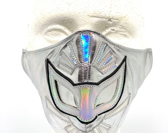Hand Made Lucha Libre Face Mask Wrestling Luchador Silver Platinum Mascara