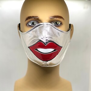 Red Lips Face Mask Hand Made Artisan Rolling Stones