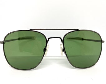 Occhiali da sole vintage in vetro occhi argento verde scuro