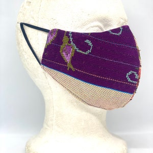 Oaxacan Floral Embroidered Face Mask Hand Made Striped Artisan