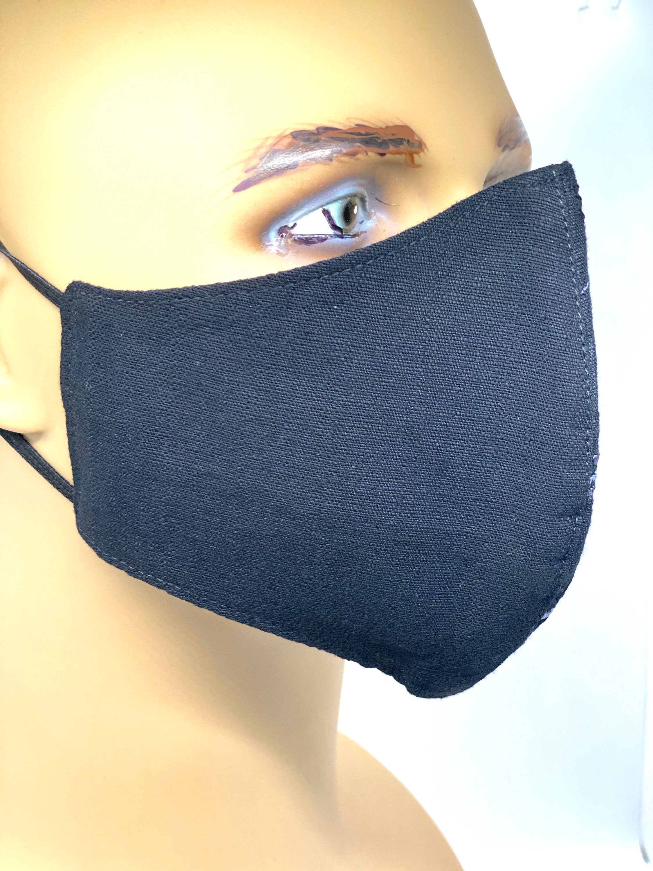 Black and White Face Mask Embroidered Artisan Hand Made Two Etsy