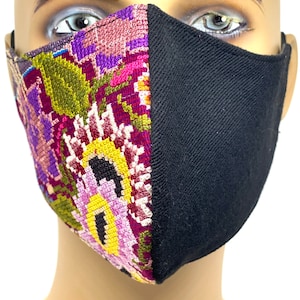 Oaxacan Floral Embroidered Face Mask Hand Made Artisan Digi Floral Flower