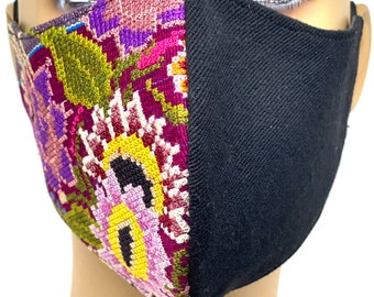 Oaxacan Floral Embroidered Face Mask Hand Made Artisan Digi Floral Flower