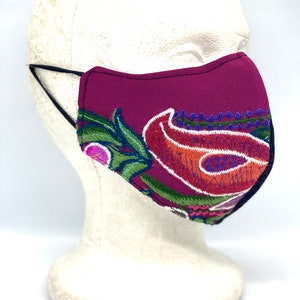 Oaxacan Floral Embroidered Face Mask Hand Made Artisan Flower