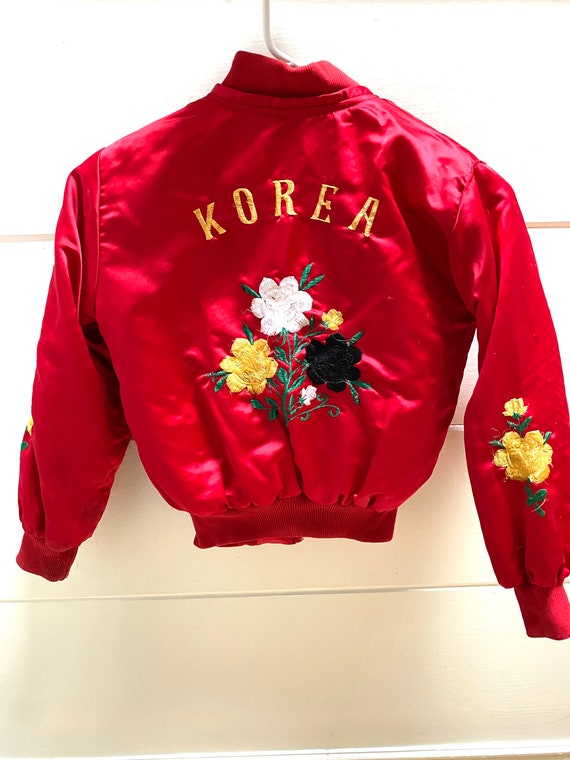 Vintage Kids Satin Embroidered Souvenir Jacket Kor