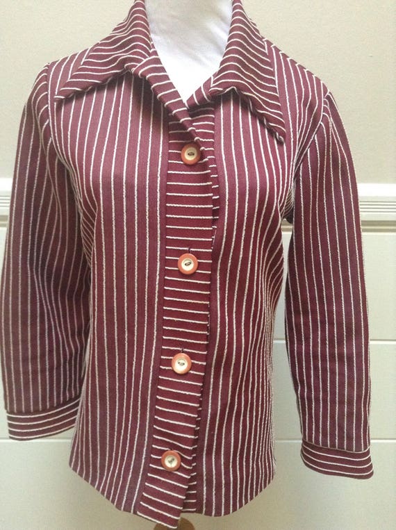 Vintage 1970s Micro Stripe Shirt Jacket