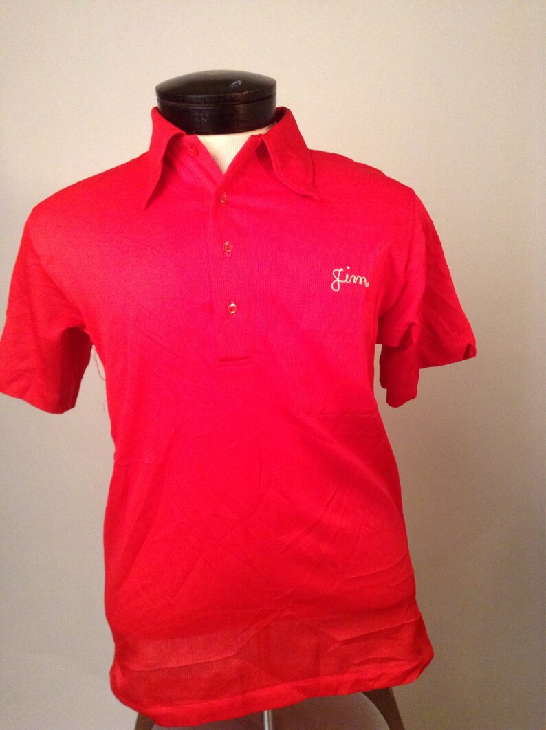 Vintage 70s Mens Red Bowling Shirt Etsy