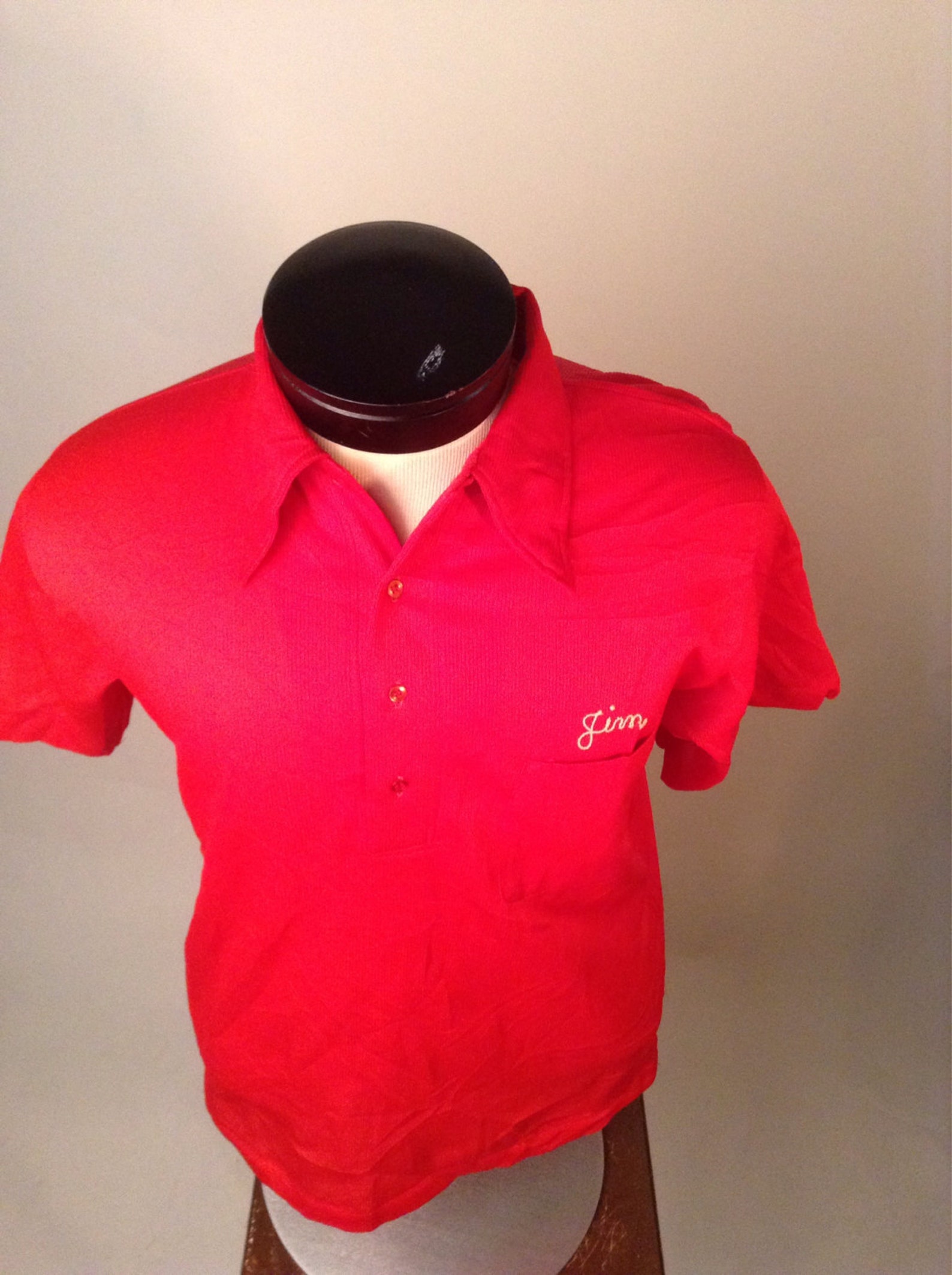 Vintage 70s Mens Red Bowling Shirt Etsy