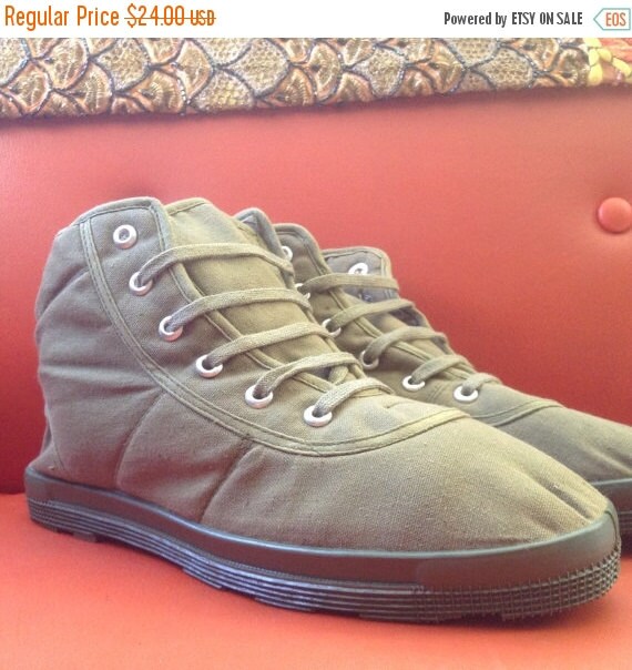 Vintage Deadstock Vegan Canvas Boots Shoes Size 5