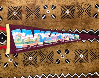 Vintage Vancouver British Columbia Wimpel Kanada Wolle Reise Souvenir Full Size Wimpel