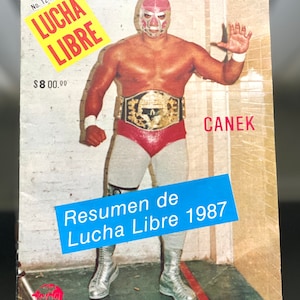Vintage magazyn Lucha Libre Luchador 1987 Revista Canek plakat El Angel Blanco Jr