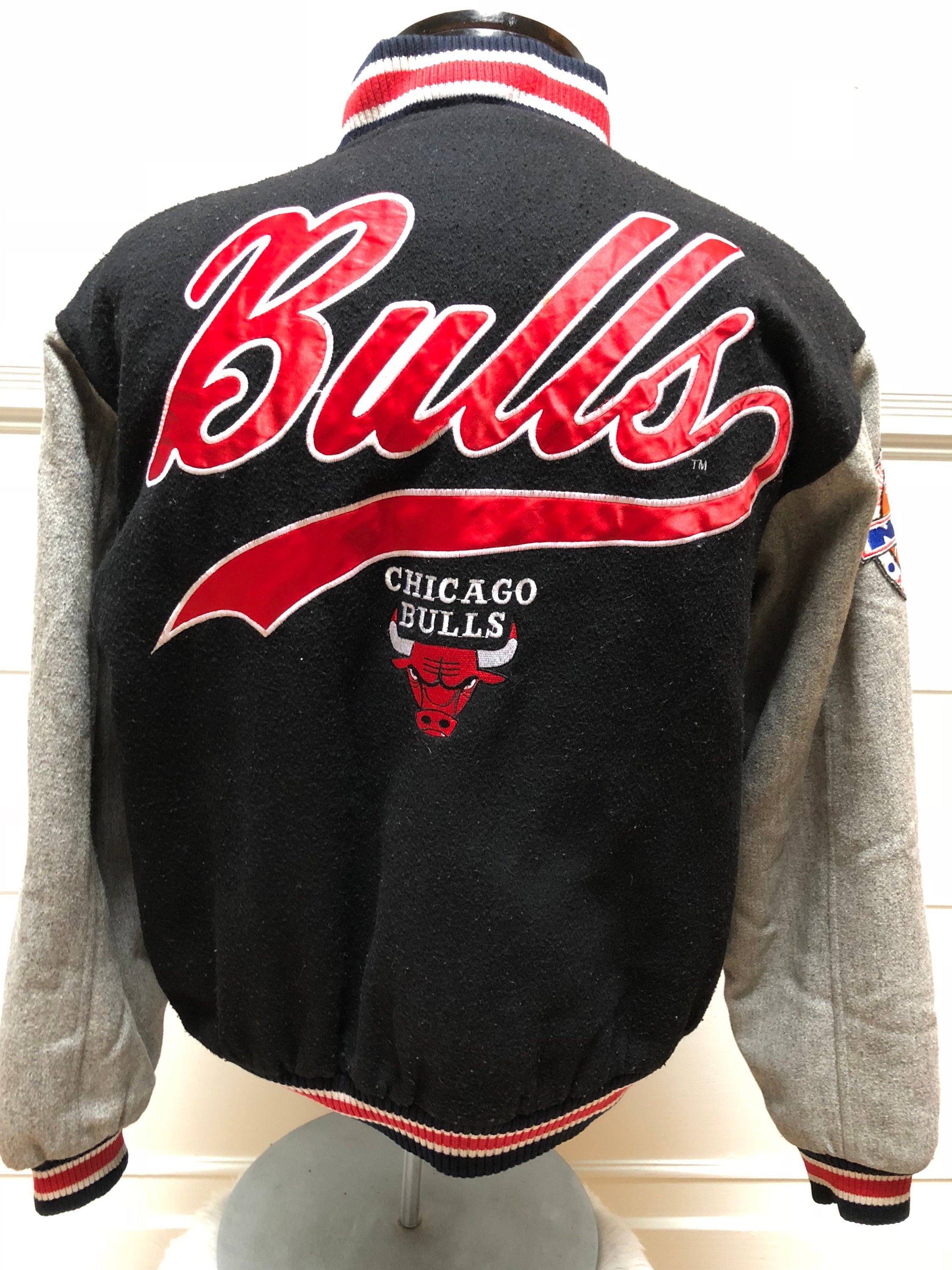 Mens Letterman Chicago Bulls Wool Red & Black Jacket