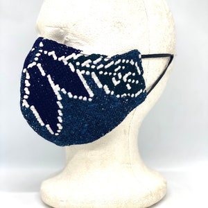 Oaxacan Floral Embroidered Face Mask Hand Made Artisan Black and White