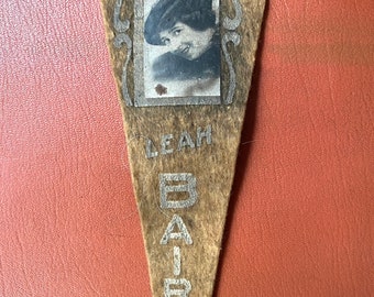 Antique Rare Hollywood Pennant Leah Baird Wool Pennant with Picture