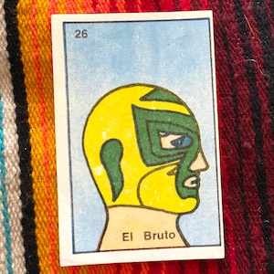 Vintage El Bruto Luchador Wrestling Lucha Libre Maske Seltene 1980er Jahre Sammelkartenstempel