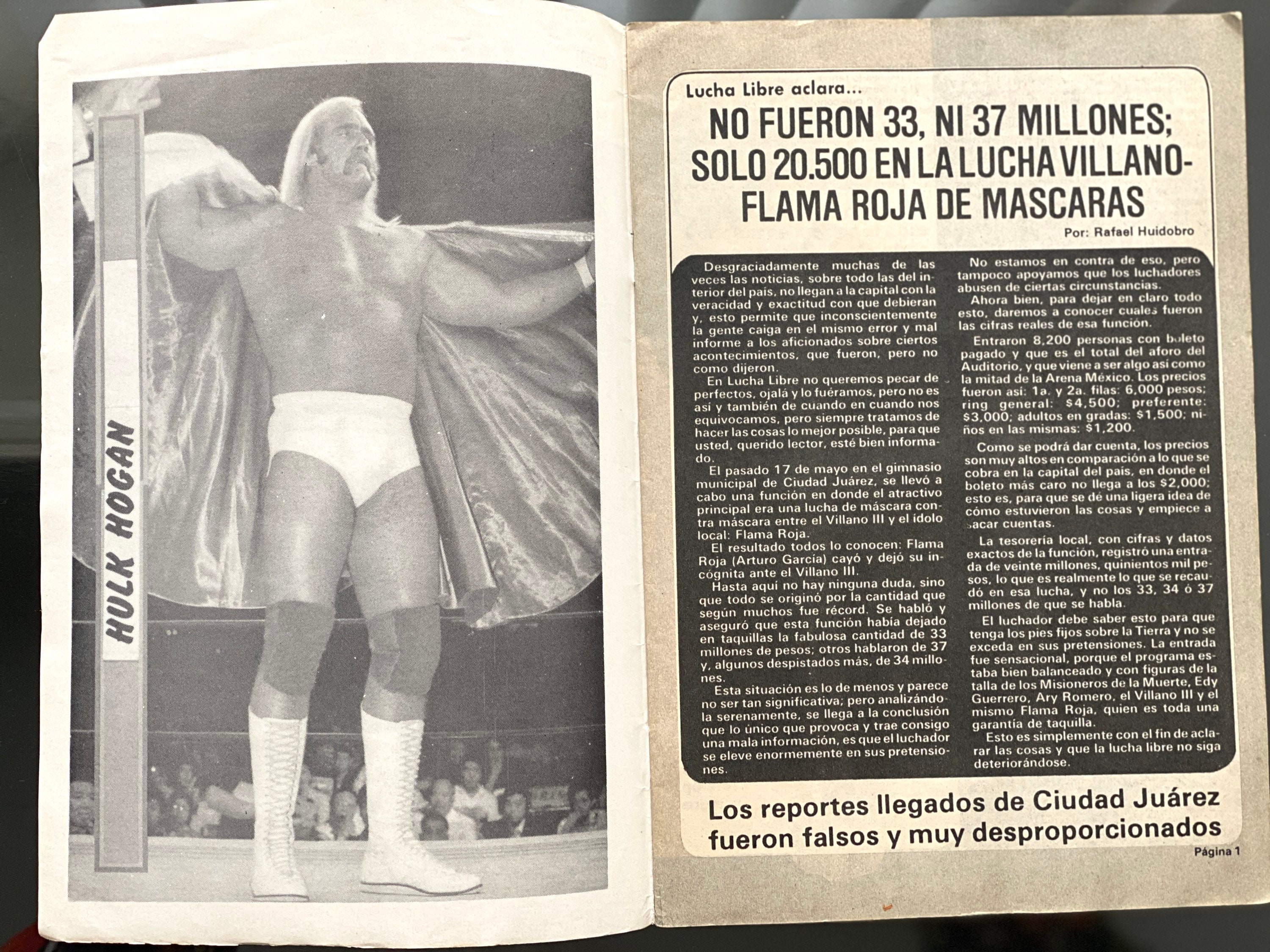 Vintage Lucha Libre Magazine Luchador El Brazo Hulk Hogan pic