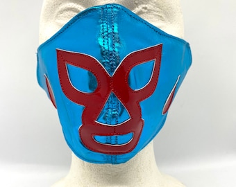 Blue Lucha Libre Mask, Hand Sewn Wrestler Mask