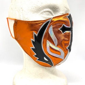 Orange Lucha Libre Face Mask Luchador Cubre Boca Mascara