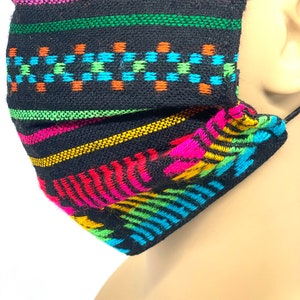 Mexican Cambaya Face Mask Hand Made Artisan Black