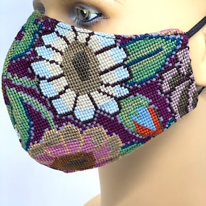 Oaxacan Floral Embroidered Face Mask Hand Made Artisan Digi Floral Flower